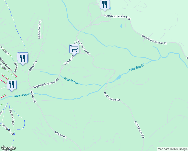 map of restaurants, bars, coffee shops, grocery stores, and more near 9 Sugarbush Access Road in Warren