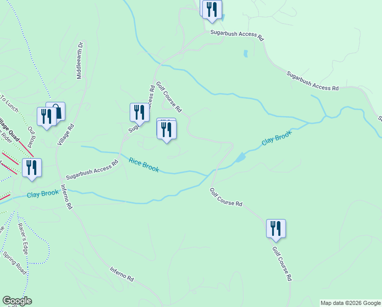 map of restaurants, bars, coffee shops, grocery stores, and more near 9 Sugarbush Access Road in Warren