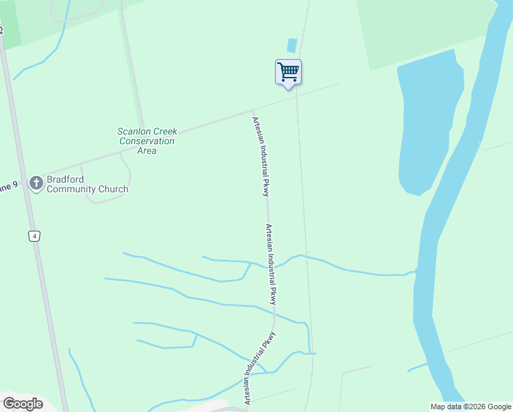 map of restaurants, bars, coffee shops, grocery stores, and more near 200 Artesian Industrial Parkway in Bradford West Gwillimbury