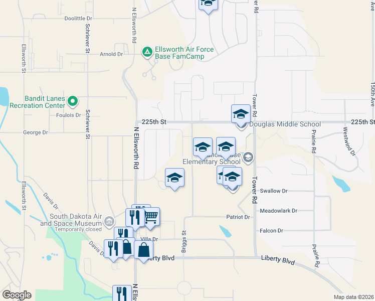 map of restaurants, bars, coffee shops, grocery stores, and more near 601-681 Briggs Road in Box Elder