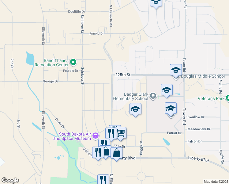 map of restaurants, bars, coffee shops, grocery stores, and more near 583 North Ellsworth Road in Box Elder