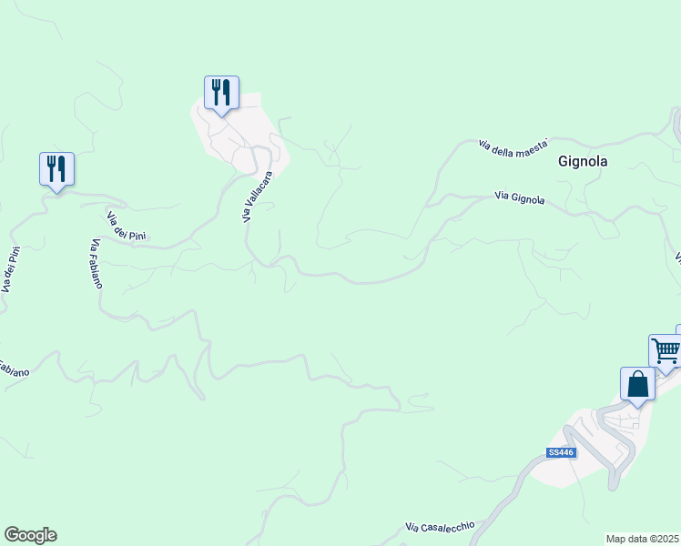 map of restaurants, bars, coffee shops, grocery stores, and more near 50 Via Gignola in Provincia di Massa e Carrara