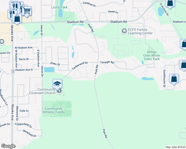 map of restaurants, bars, coffee shops, grocery stores, and more near 1800 Pohl Road in Mankato