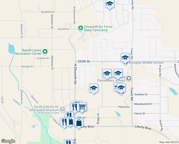 map of restaurants, bars, coffee shops, grocery stores, and more near 14913-14917 225th Street in Box Elder