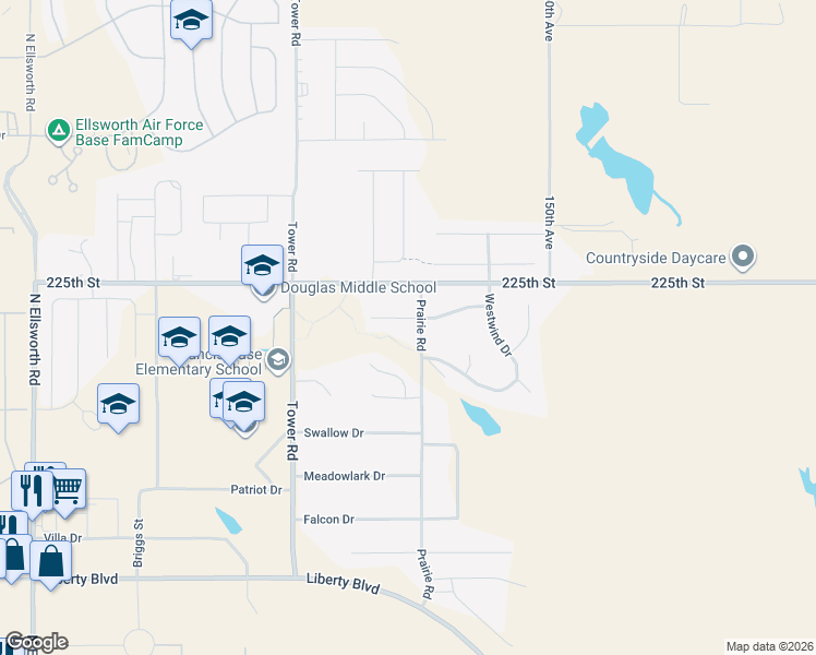map of restaurants, bars, coffee shops, grocery stores, and more near 610 Prairie Road in Box Elder