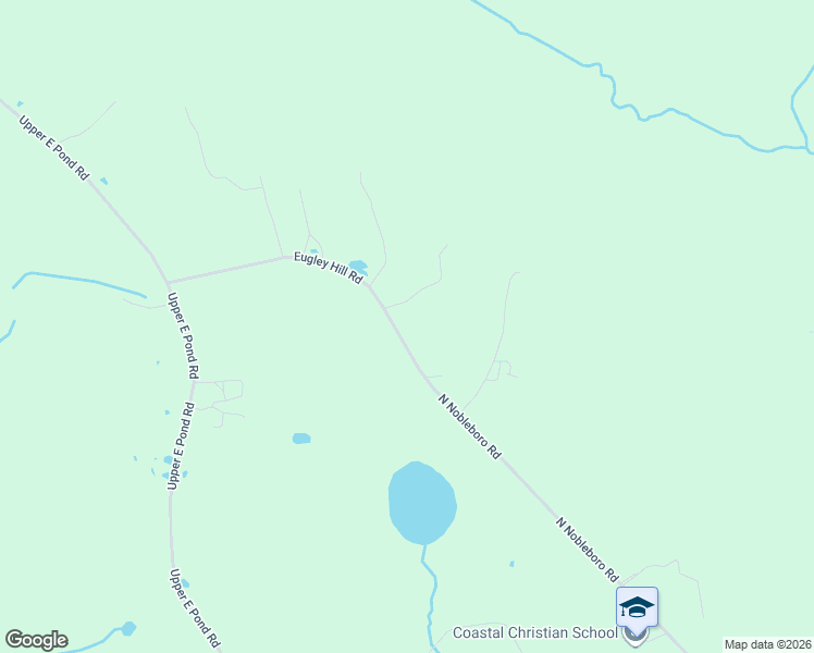 map of restaurants, bars, coffee shops, grocery stores, and more near 114 Eugley Hill Road in Nobleboro