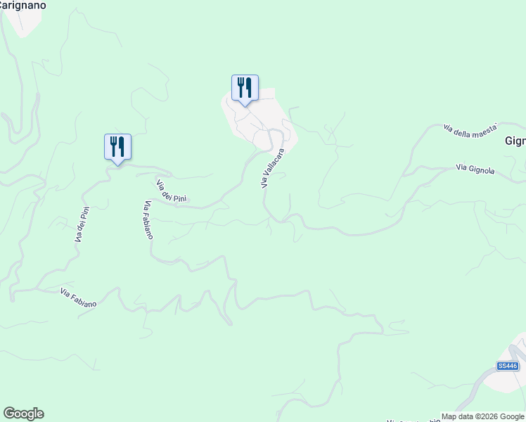 map of restaurants, bars, coffee shops, grocery stores, and more near 7B Via Vallacara in Provincia di Massa e Carrara