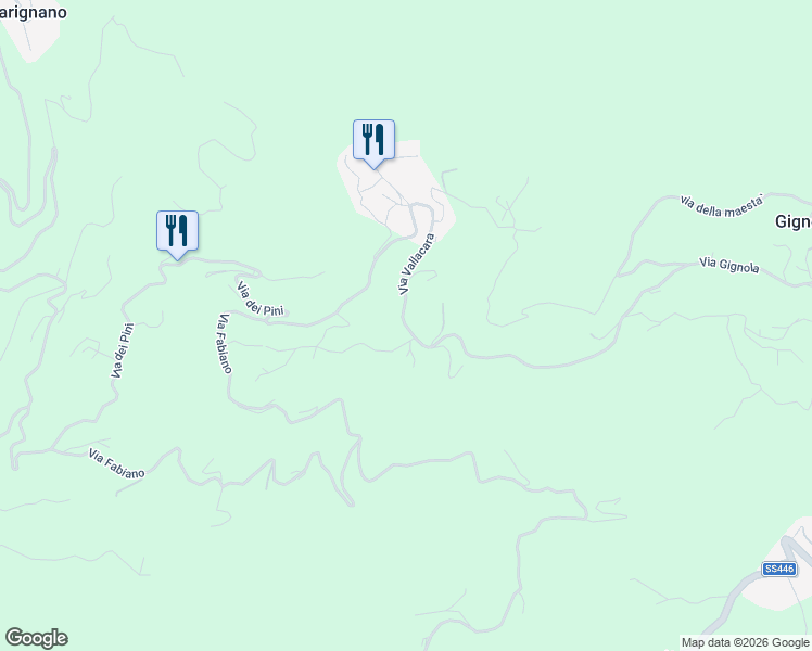 map of restaurants, bars, coffee shops, grocery stores, and more near 7B Via Vallacara in Provincia di Massa e Carrara
