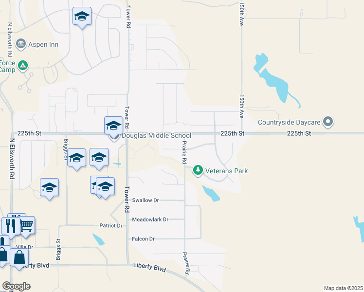 map of restaurants, bars, coffee shops, grocery stores, and more near 610 Prairie Road in Box Elder