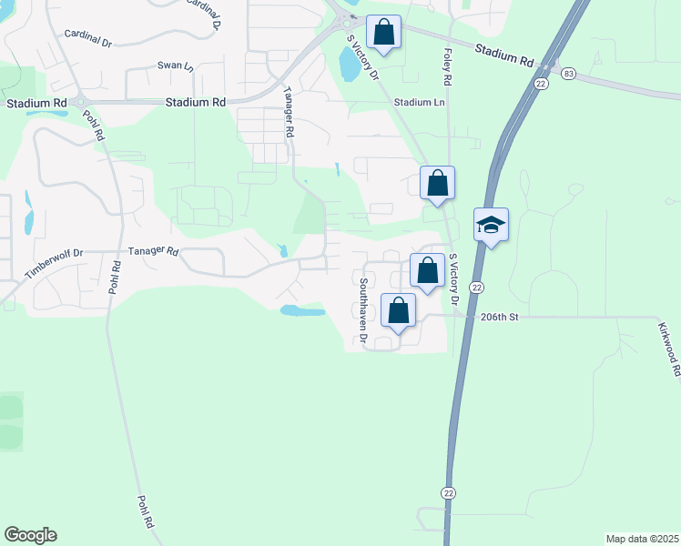 map of restaurants, bars, coffee shops, grocery stores, and more near 133 Osprey Path in Mankato