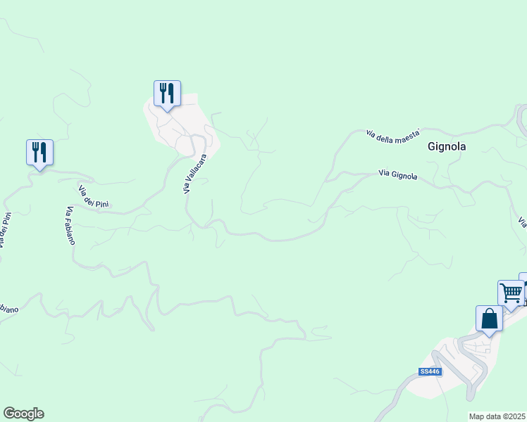 map of restaurants, bars, coffee shops, grocery stores, and more near 50 Via Gignola in Provincia di Massa e Carrara