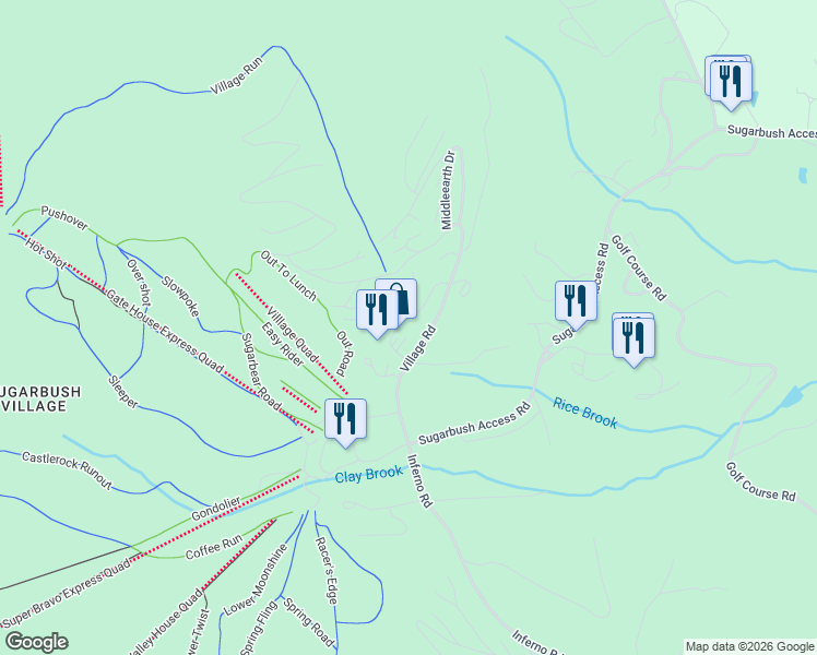 map of restaurants, bars, coffee shops, grocery stores, and more near 53 Mountainside Drive in Warren