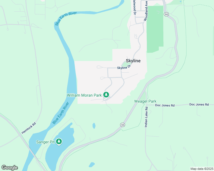map of restaurants, bars, coffee shops, grocery stores, and more near 118 South Skyline Drive in Mankato