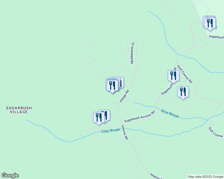 map of restaurants, bars, coffee shops, grocery stores, and more near 80 Sugarbush Village Drive in Warren