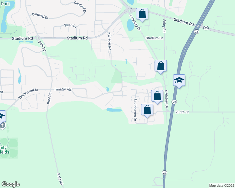map of restaurants, bars, coffee shops, grocery stores, and more near 112 Eagle Path in Mankato