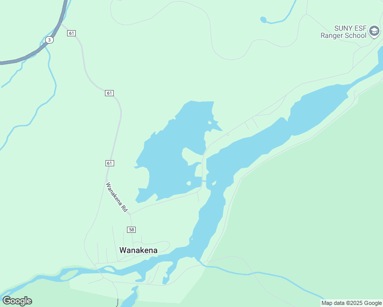 map of restaurants, bars, coffee shops, grocery stores, and more near 99 Ranger School Road in Wanakena