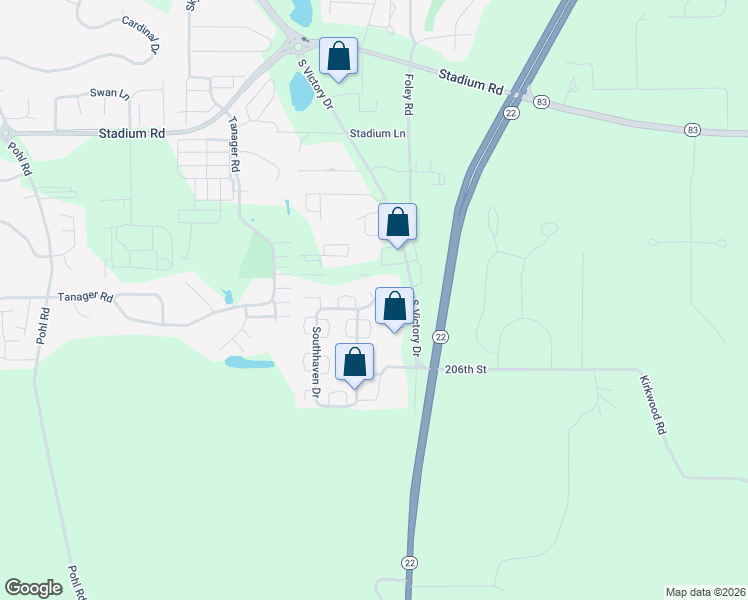map of restaurants, bars, coffee shops, grocery stores, and more near 108 Southhaven Drive in Mankato