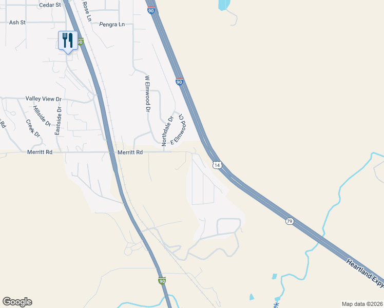map of restaurants, bars, coffee shops, grocery stores, and more near 4780 Merritt Road in Rapid City