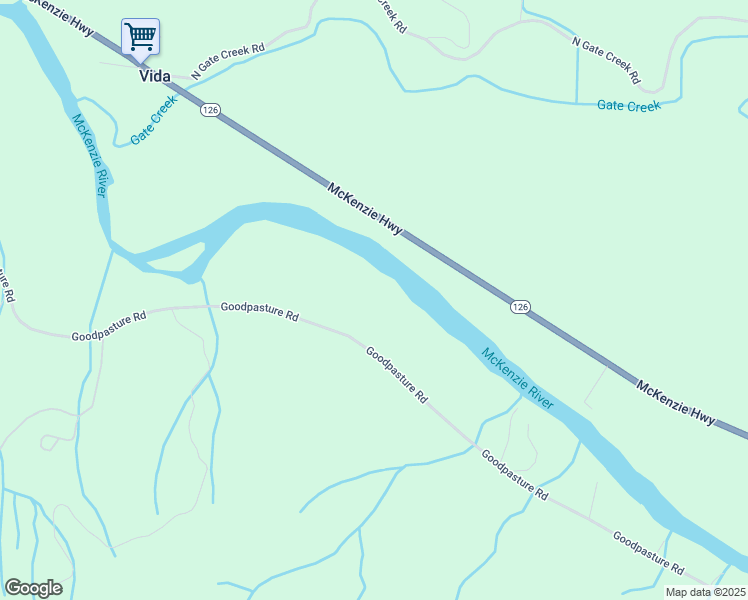 map of restaurants, bars, coffee shops, grocery stores, and more near 45845 Goodpasture Road in Vida
