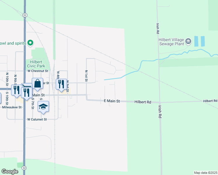 map of restaurants, bars, coffee shops, grocery stores, and more near 129 Sienna Court in Hilbert