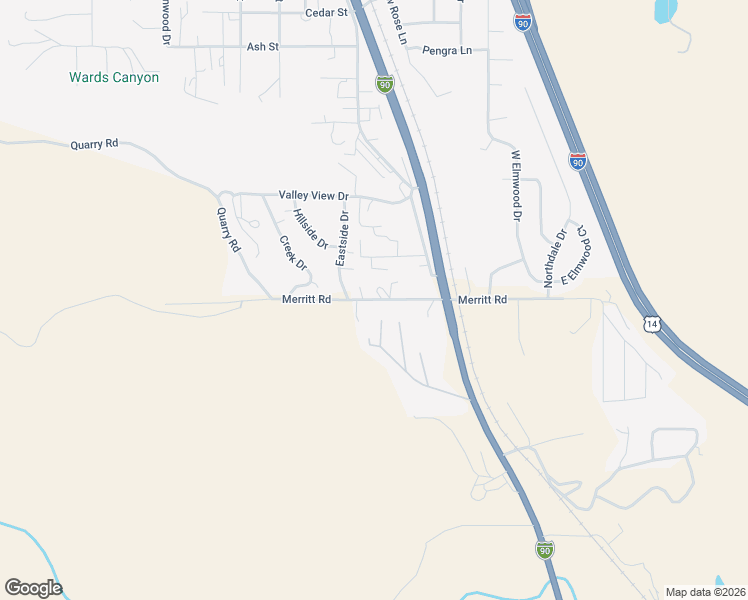 map of restaurants, bars, coffee shops, grocery stores, and more near Merritt Road in Silver City