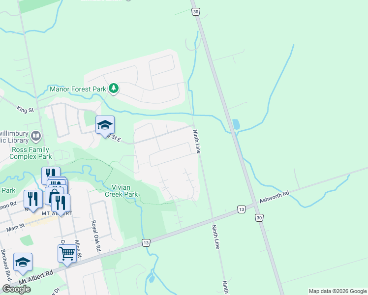 map of restaurants, bars, coffee shops, grocery stores, and more near 163 Donald Stewart Crescent in Mount Albert
