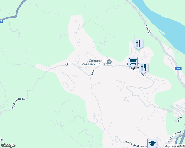 map of restaurants, bars, coffee shops, grocery stores, and more near 17 Via G. Matteotti in Provincia della Spezia