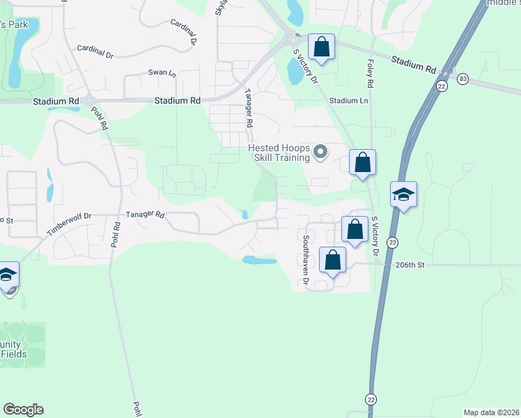 map of restaurants, bars, coffee shops, grocery stores, and more near 660 Tanager Path in Mankato
