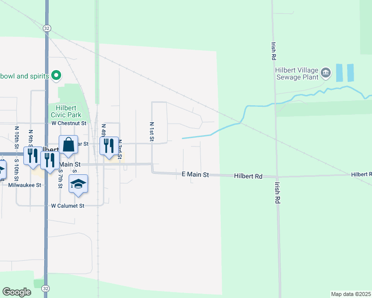 map of restaurants, bars, coffee shops, grocery stores, and more near 129 Sienna Court in Hilbert