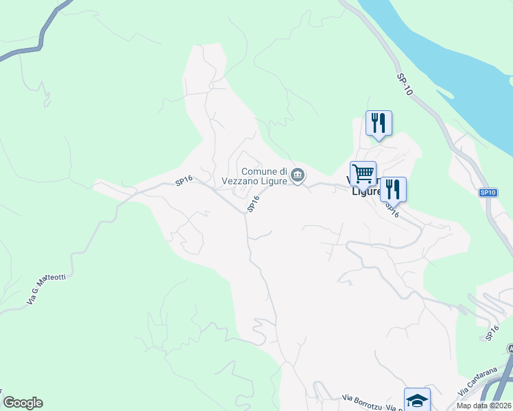 map of restaurants, bars, coffee shops, grocery stores, and more near 17 Via G. Matteotti in Provincia della Spezia