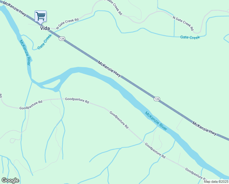 map of restaurants, bars, coffee shops, grocery stores, and more near 45845 Goodpasture Road in Vida