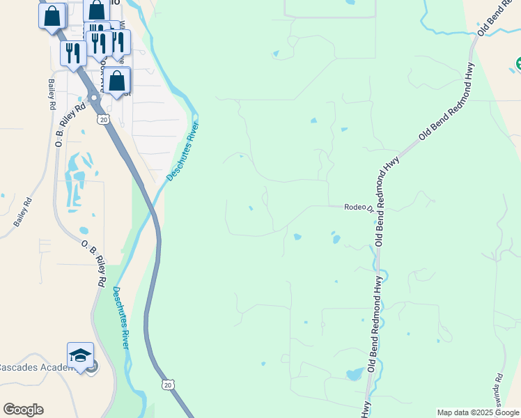 map of restaurants, bars, coffee shops, grocery stores, and more near 20060 Rodeo Drive in Bend
