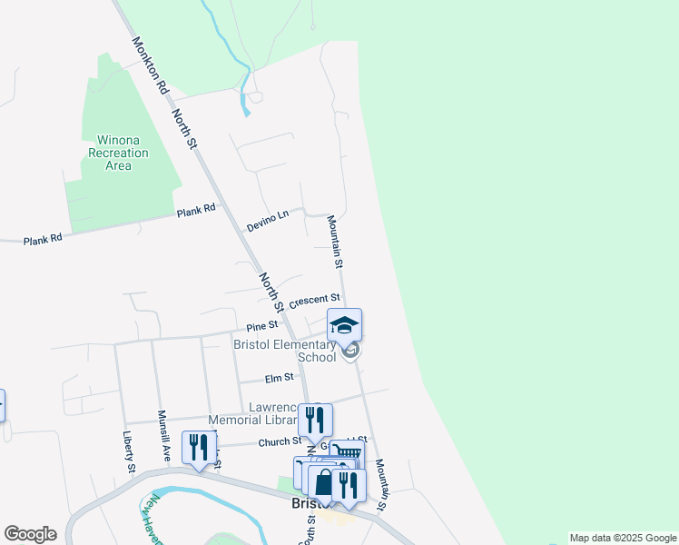 map of restaurants, bars, coffee shops, grocery stores, and more near 82 Mountain Street in Bristol