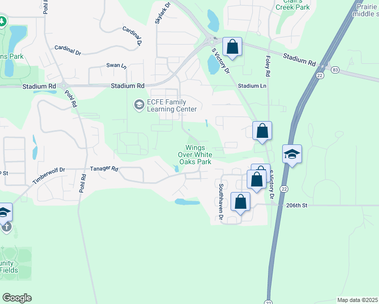 map of restaurants, bars, coffee shops, grocery stores, and more near 660 Tanager Path in Mankato