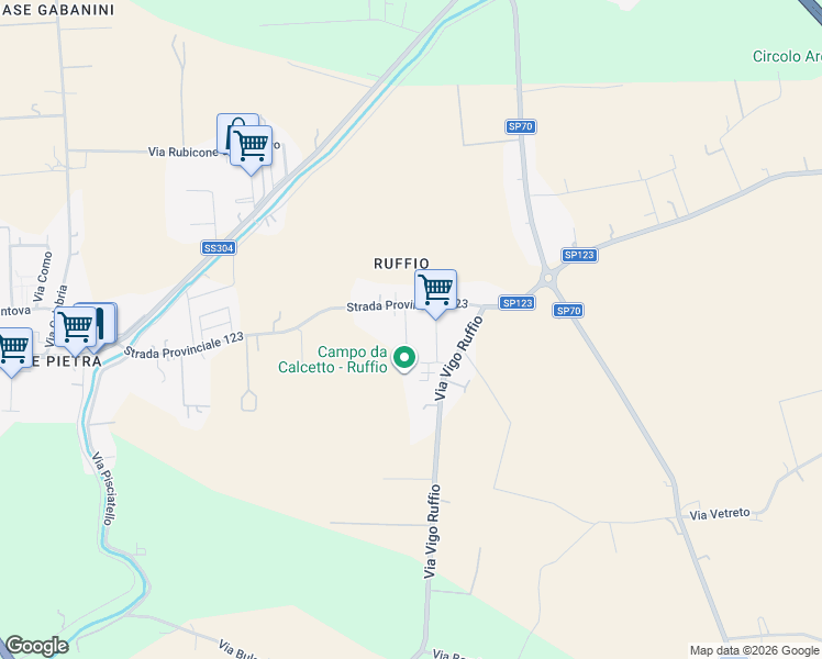 map of restaurants, bars, coffee shops, grocery stores, and more near 1019 Provinciale Sala in Cesena