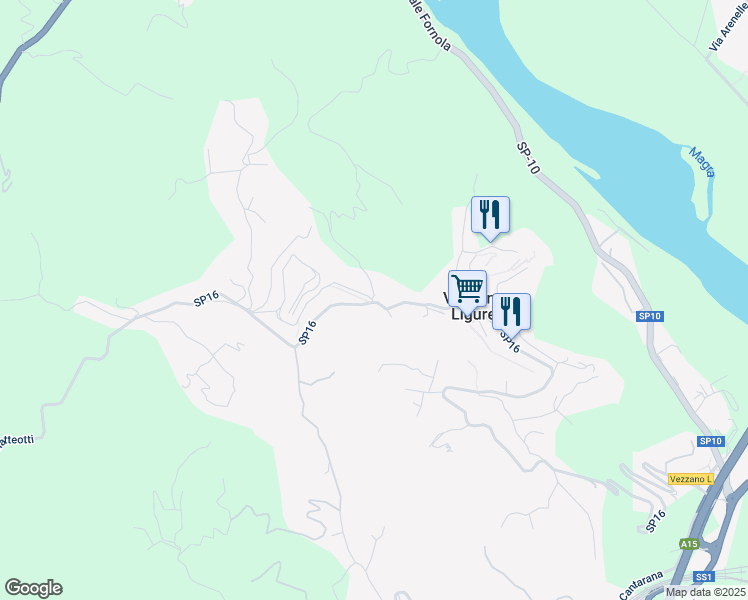 map of restaurants, bars, coffee shops, grocery stores, and more near 5 Piazza F. Centi in Vezzano Ligure