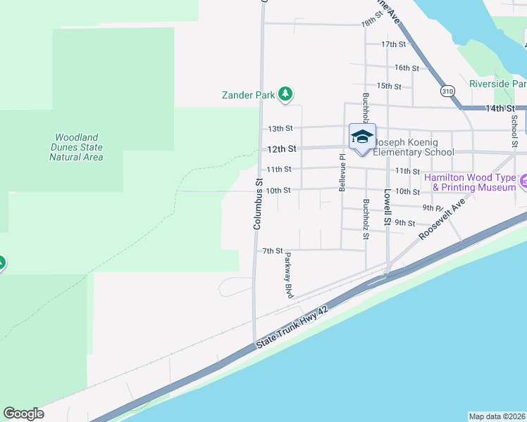 map of restaurants, bars, coffee shops, grocery stores, and more near 918 Sunset Court in Two Rivers