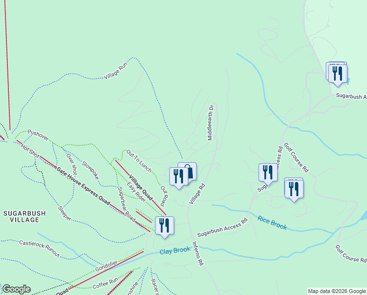 map of restaurants, bars, coffee shops, grocery stores, and more near 355 Summit Road in Warren