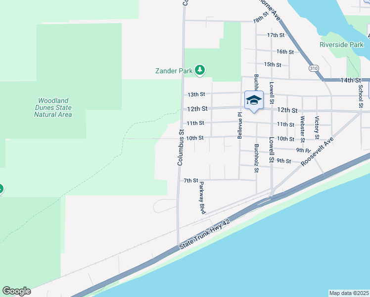 map of restaurants, bars, coffee shops, grocery stores, and more near 918 Sunset Court in Two Rivers