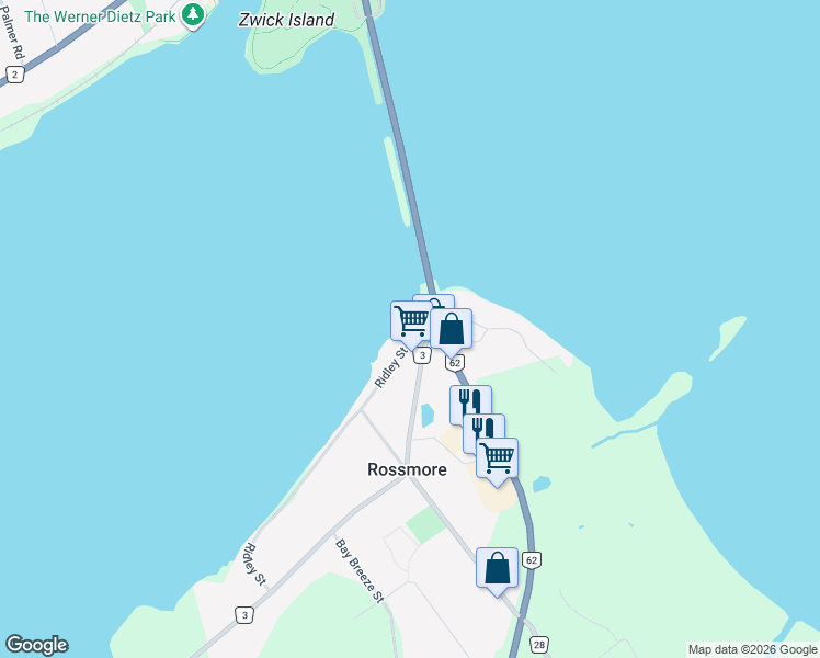 map of restaurants, bars, coffee shops, grocery stores, and more near 20 Ridley Street in Belleville