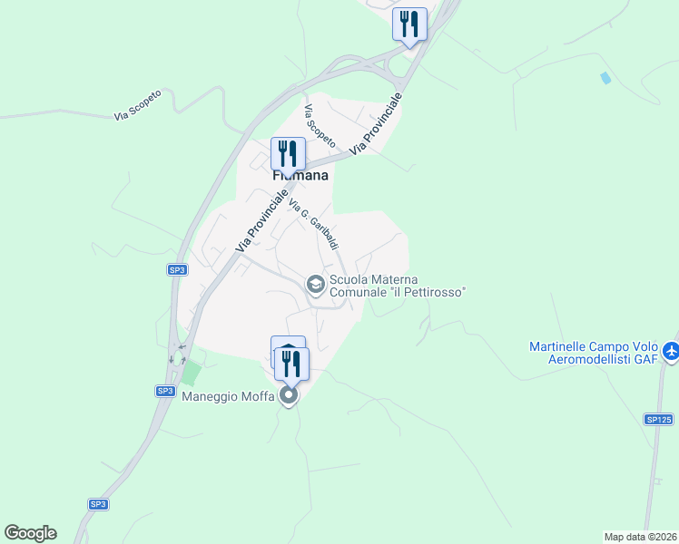 map of restaurants, bars, coffee shops, grocery stores, and more near 29 Via G. Garibaldi in Fiumana