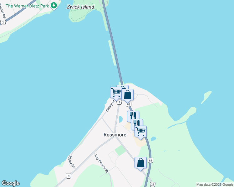 map of restaurants, bars, coffee shops, grocery stores, and more near 14 Ridley Street in Belleville
