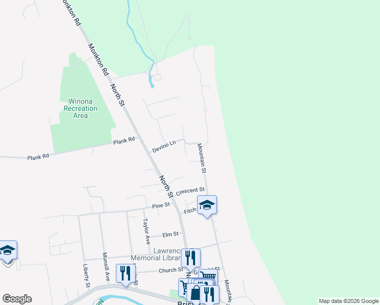 map of restaurants, bars, coffee shops, grocery stores, and more near 2 Adirondack View in Bristol
