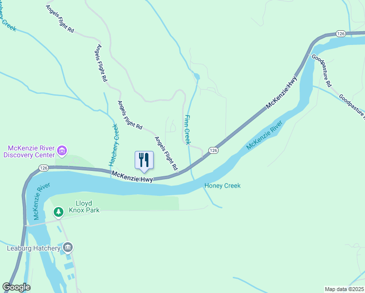 map of restaurants, bars, coffee shops, grocery stores, and more near 90895 Angels Flight Road in Walterville