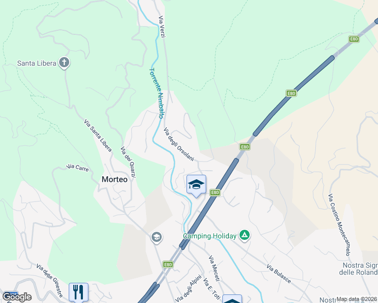 map of restaurants, bars, coffee shops, grocery stores, and more near 68 Via degli Orsolani in Loano