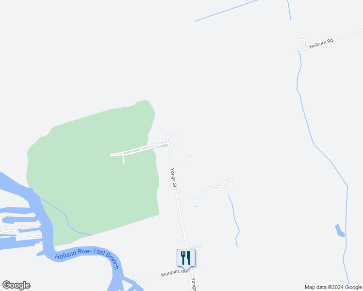 map of restaurants, bars, coffee shops, grocery stores, and more near 21115 Yonge Street in East Gwillimbury