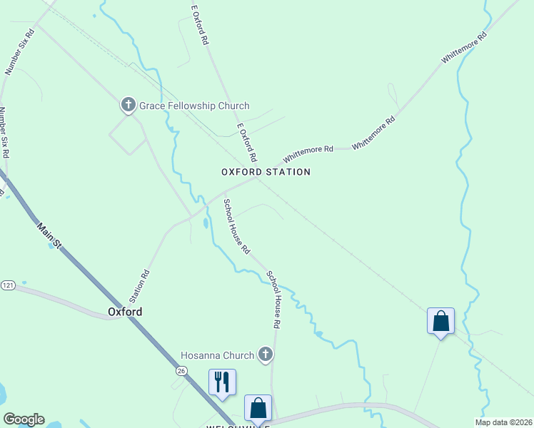 map of restaurants, bars, coffee shops, grocery stores, and more near 27 Clark Street in Oxford