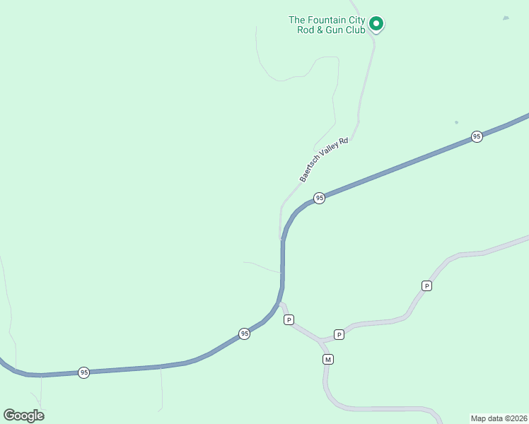 map of restaurants, bars, coffee shops, grocery stores, and more near S3093 Baertsch Valley Road in Fountain City