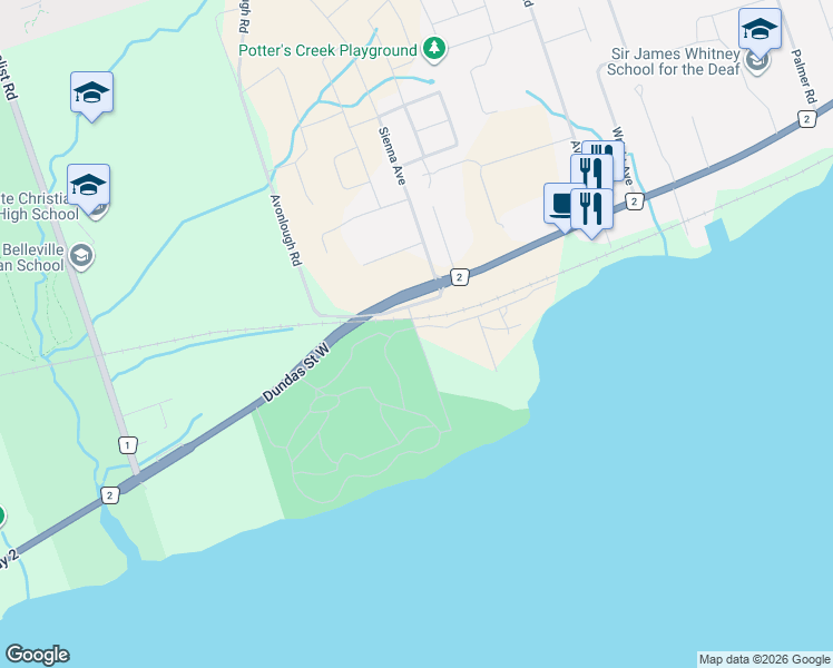 map of restaurants, bars, coffee shops, grocery stores, and more near 24 Gracefield Lane in Belleville