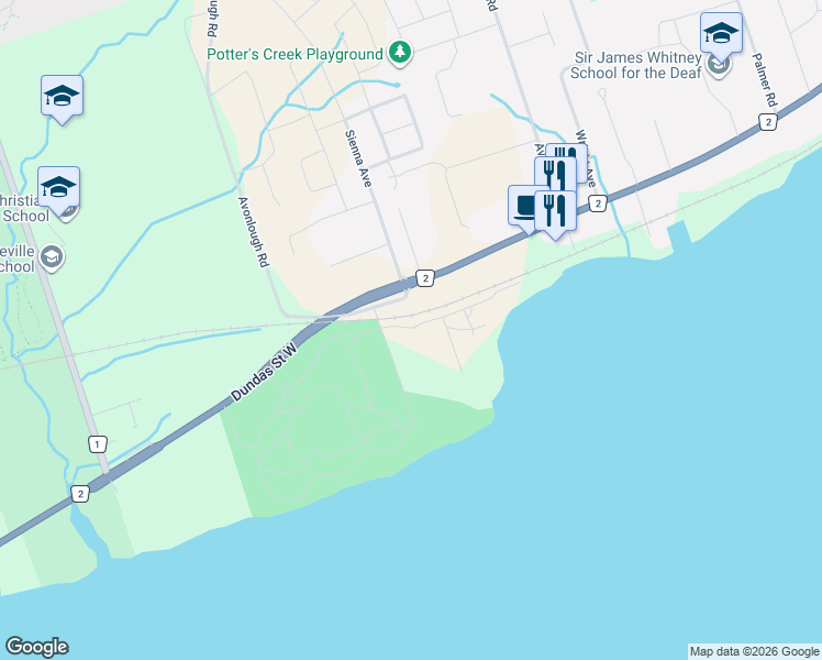 map of restaurants, bars, coffee shops, grocery stores, and more near 521 Dundas Street West in Belleville